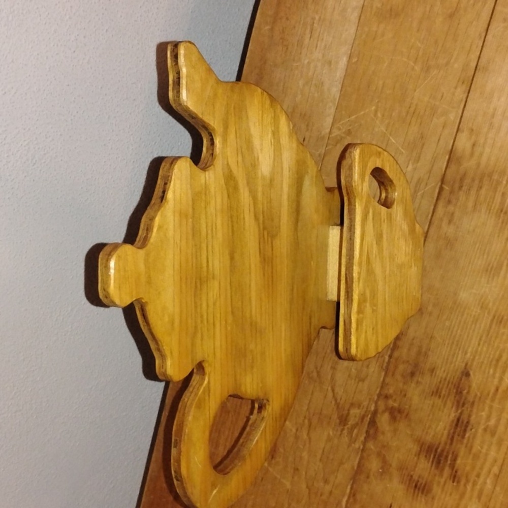 VintageWooden Teapot & Cup Napkin Holder, Mail Holder, Decor Natural Wood Finish - Picture 2 of 5